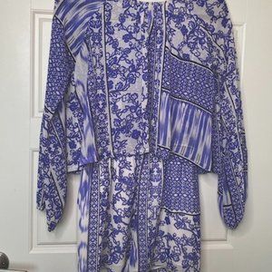 Anthropologie Two Arrows Paisley Purple Romper, Womens L